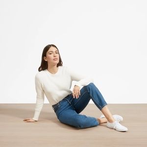 Everlane The Soft Cotton Crew White Sweater - Size Small